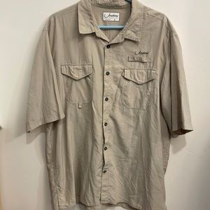Jawbone Tackle Co. men's XL fishing button down‎ short sleeve shirt neutral
